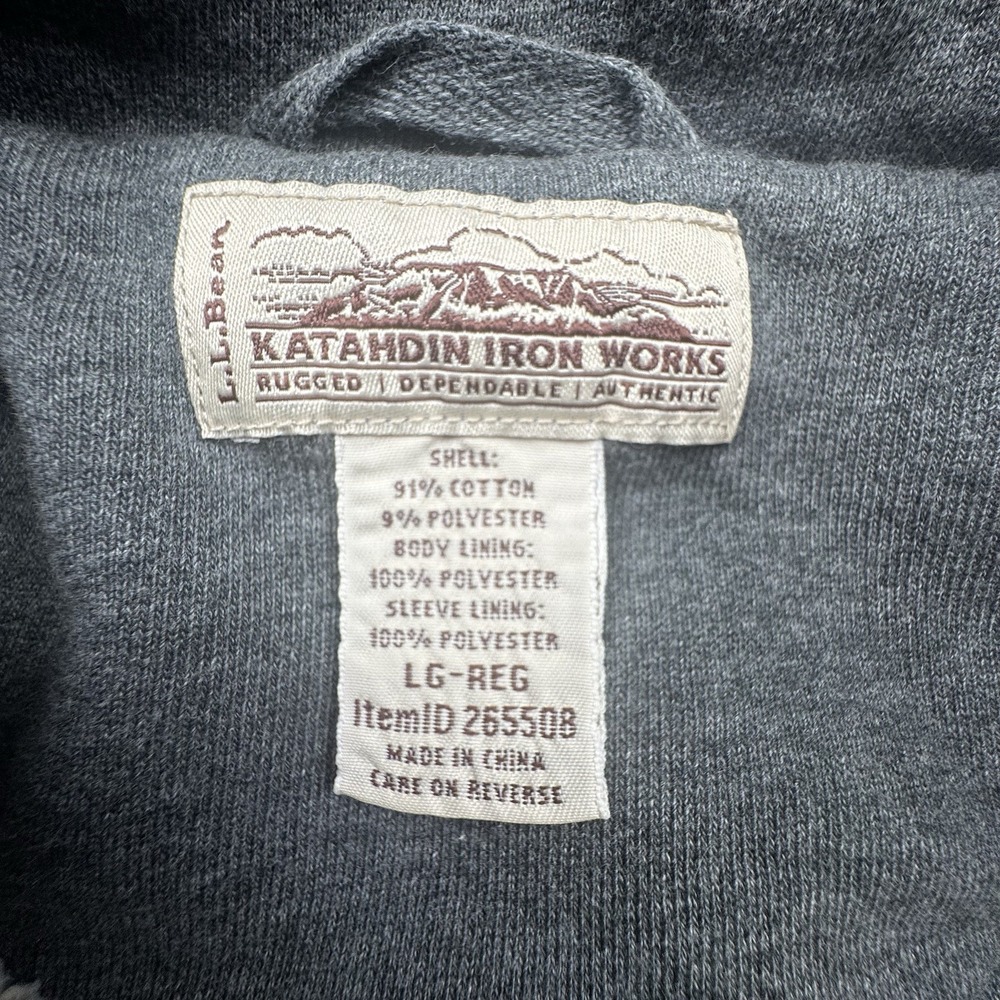 LL Bean Katahdin Iron‎ Works Mens Large Regular Sherpa Lined Grey Full Zip - Picture 3 of 16